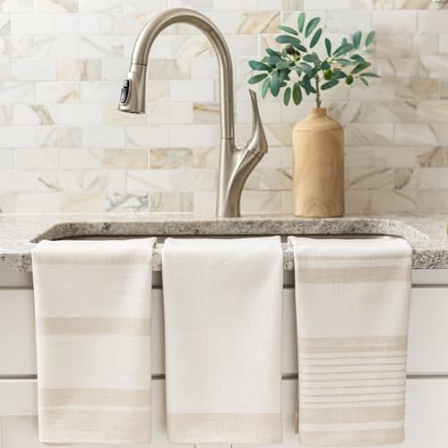 Benson Mills Cosima Set of 3 Kitchen Towels (18” X 28”, Natural)