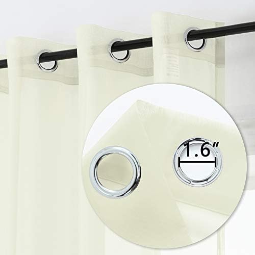 DUALIFE Cream Beige Sheer Curtains 108 Inches Extra Length for Bedroom