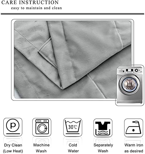 TWOPAGES 120W x 96L Pinch Pleat Room Darkening Velvet Curtain, Grey
