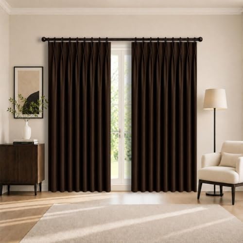 Room Darkening Thermal Insulated Double Pinch Pleated Blackout Curtain