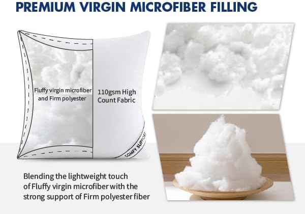 MIULEE 20x20 Pillows Inserts Pack of 2, Down Alternative Virgin