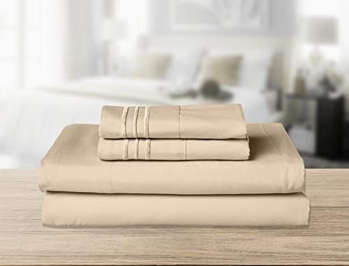 Elegant Comfort 4-Piece Solid Smart Sheet Set-Deep Pocket Fitted Sheet