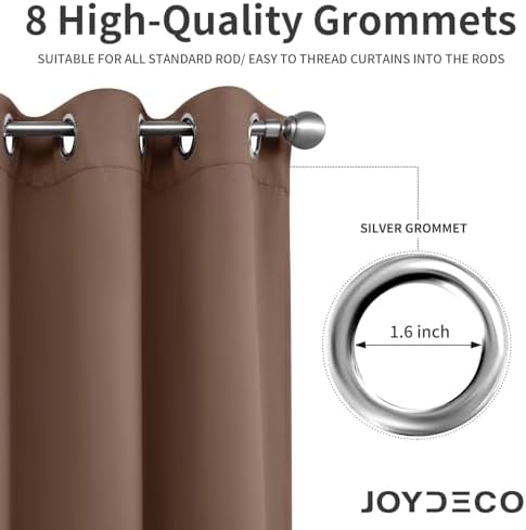 Joydeco Blackout Curtains 72 Inch Length 2 Panels Set, Thermal