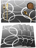 Cotton Linen Placemats for Dining Table Set of 8 Gradient Grey Line