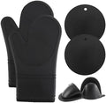 COOK WITH COLOR Silicone Oven Mitts- Heat Resistant Gloves with Soft