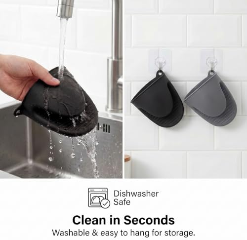 Silicone Kitchen Oven Mitts Set, Mini Finger Protector Cooking Pinch