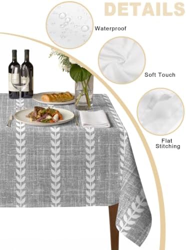 Light Grey Linen Rectangle Tablecloth 60 x 120 Inches Modern Farmhouse