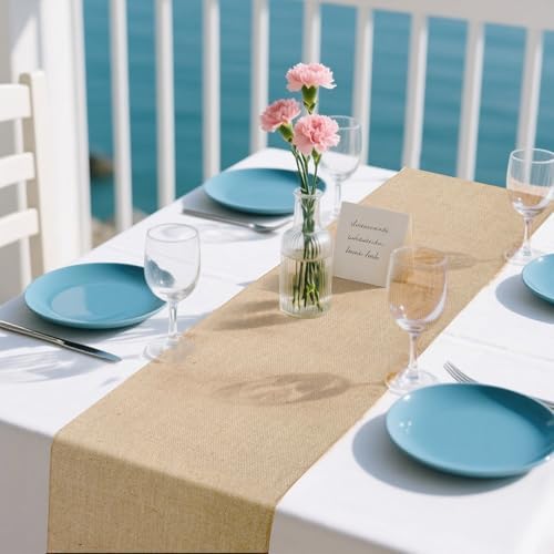 13 Pack Burlap Table Runners 12 x 108 Inches Farmhouse Jute Runner