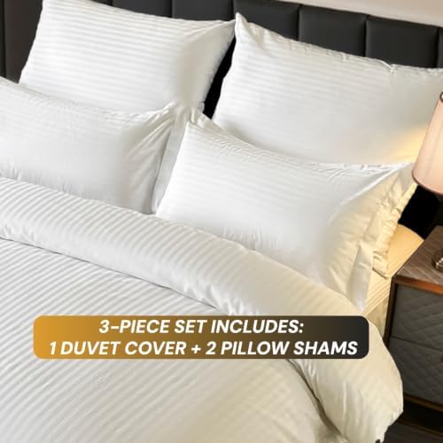 Hotel Collection Duvet Cover King Size 3 Pcs White Cotton Satin Pin