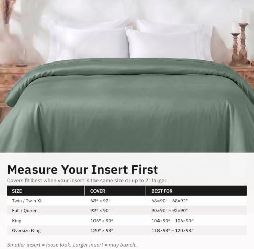 California Design Den Luxury King Size Duvet Cover, Sage Green