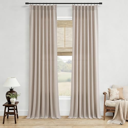 Aersas Taupe Burlywood Pinch Pleated Linen Curtains 84 Inches Long 2
