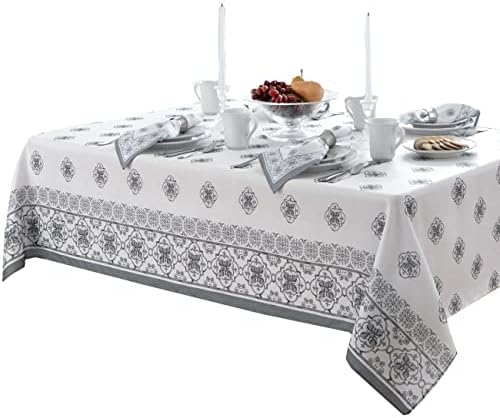 Newbridge Square Fabric Tablecloth, 52 x 52 Inch, Mykonos Grey