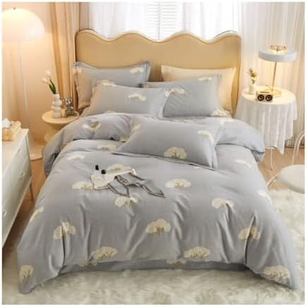 4 Piece Floral Duvet Cover Set Queen Soft Botanical Leaves Printed
