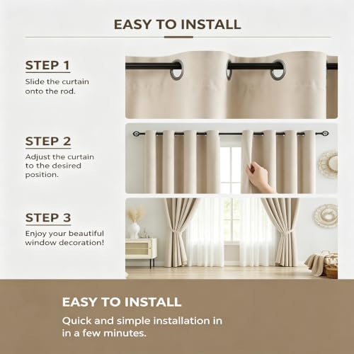 Blackout Curtains,Noise Reducing Room Darkening Drapes,Set of 2