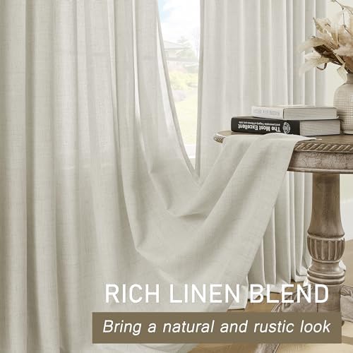 MASWOND Pinch Pleated Semi Sheer Curtain 72W x 108L Inches, Extra Wide
