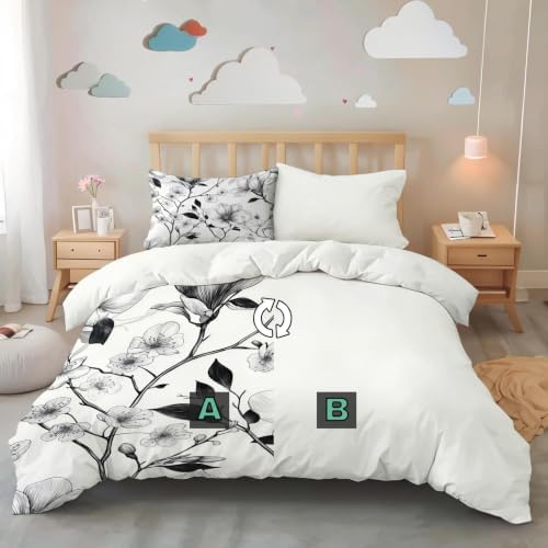 Modern Minimalism Reversible Duvet Cover - Flower and Plant Line