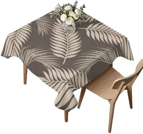 Rustic Palm Leaves Table Cloth, Tropical Leaf Botanical Summer Gray