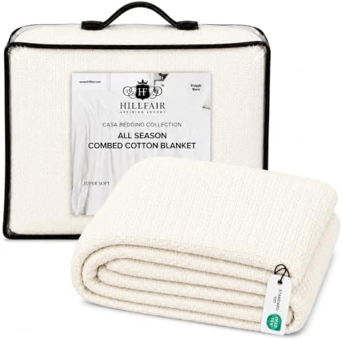 HILLFAIR 100% Combed Cotton Blanket– California King Size Bed Blanket