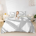 Erosebridal Gray and White Abstarct Queen Comforter Cover for Adult