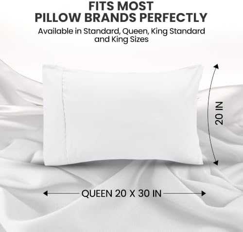Pillow Covers Queen Size Set of 6, Soft and Comfy Pillow Cases, White