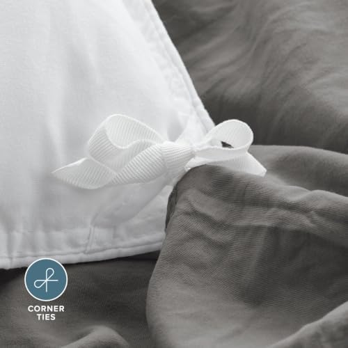Bare Home Washed Duvet Cover Set 1800 Ultra-Soft (King/Cal King, Grey)