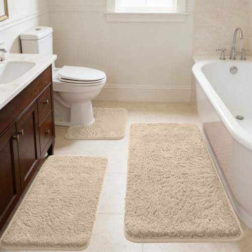 3 Pcs Bathroom Rugs Set Memory Foam Bath Mat for Bathroom Washable