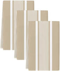 Brown Stripe Kitchen Towels Set of 3, Water Absorbent Dish Towel