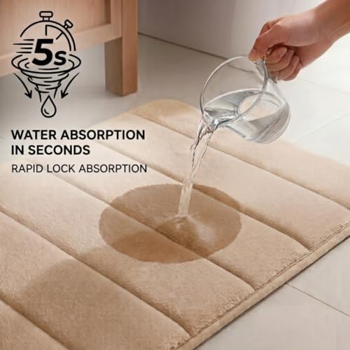 Memory Foam Bathroom Rugs Sets 2 Piece - Super Soft Absorbent Quick