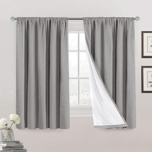 100% Blackout Curtains Primitive Linen Textured Curtain Drapes for