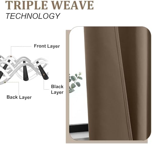 Lecloud Brown Room Darkening Curtains for Bedroom 72 Inches Long 2