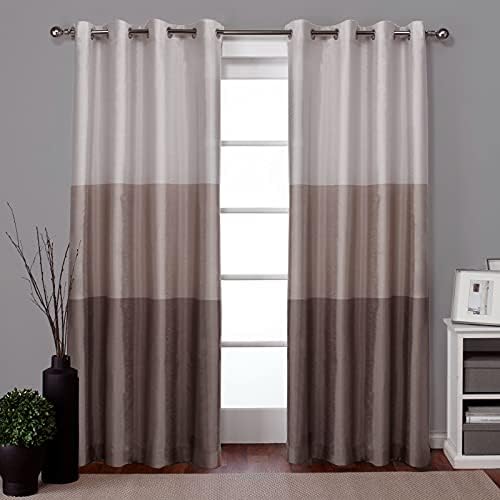 EXCLUSIVE HOME Chateau Striped Faux Silk Grommet Top Curtain Panel