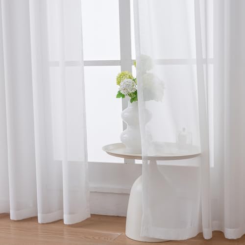 96 inch Sheer Curtains for Bedroom/Living Room Light Filtering Off