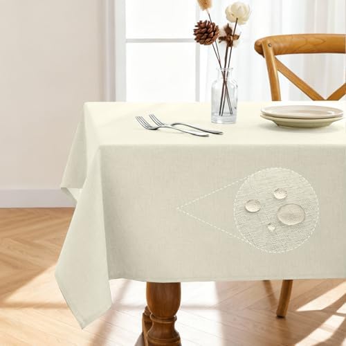 Pureegg Rectangle Linen Tablecloth Waterproof & Stain Resistant