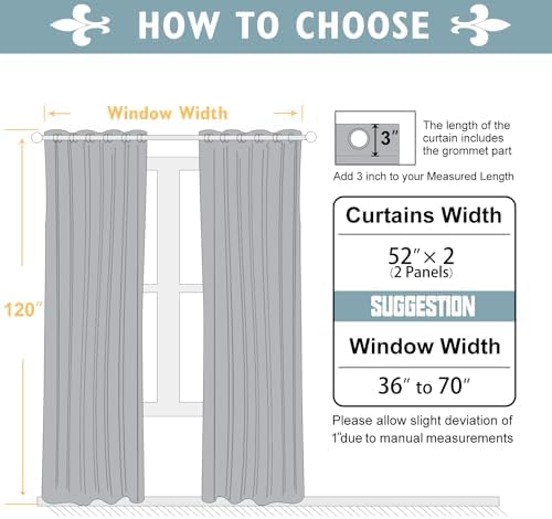 ChrisDowa Blackout Curtains for Bedroom and Living Room 120 Inches