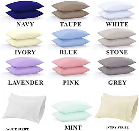 100% Cotton Percale Pillowcases, 6 Pack Pillow Cases, Soft &