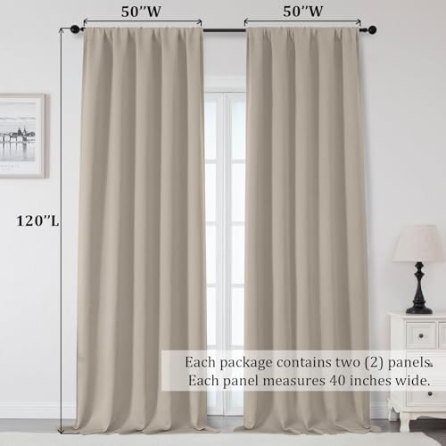 OWENIE Stone Blackout Curtains for Bedroom 120 Inch Extra Long 2