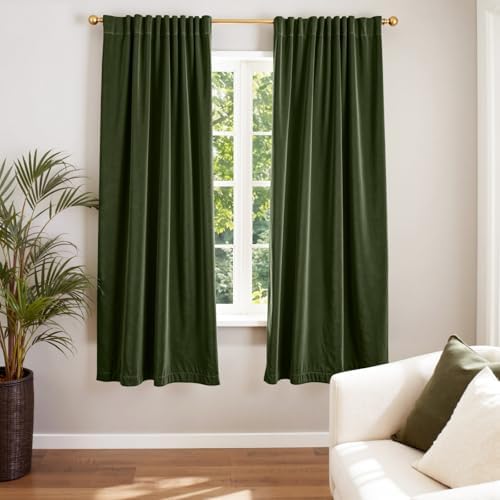 Lazzzy Moss Earthy Curtains Luxury Rod Pocket 52×72 Inch 2 Panels