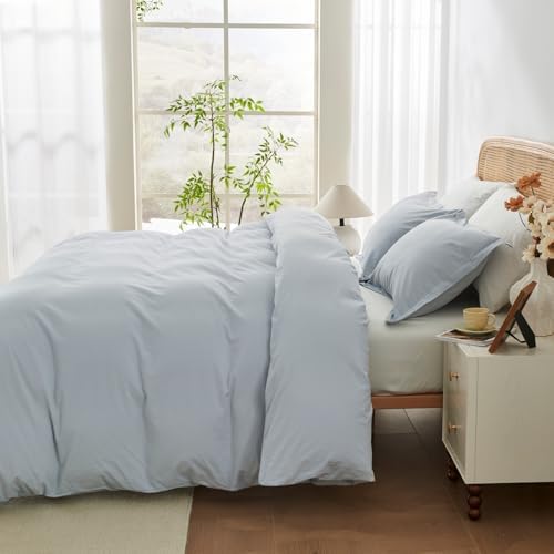 OAITE Duvet Cover Set 100% Washed Cotton Solid 3pcs