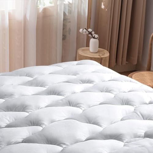 WhatsBedding Waterproof Mattress Topper Queen Size Cotton Top Down