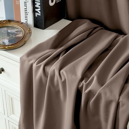 Taupe Velvet Blackout Curtains 84 Inch Length 2 Panels for Living Room
