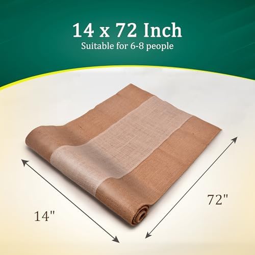 Burlap Table Runners (Pack of 6) – 14”x 72” - No-Fray Finished Edge