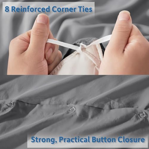 Nestl Grey Duvet Cover Twin XL, Soft 2-Piece Twin XL Set