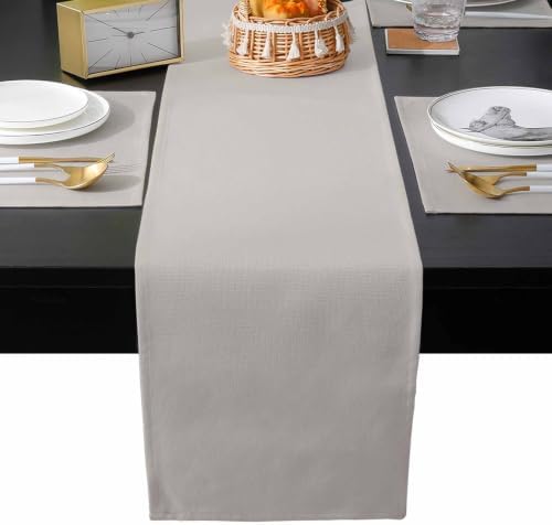 Solid Light Greige Table Runner and Placemats Set of 4 Classic