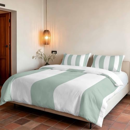 3 Pieces Duvet Cover California King Bedding Sets Modern Sage Green