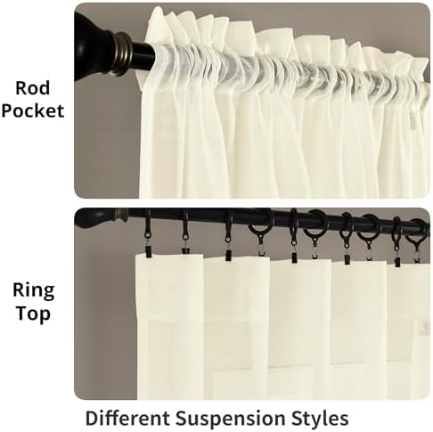 Window Curtains White Sheer Curtains 108 Inches Long 2 Panels Tulle