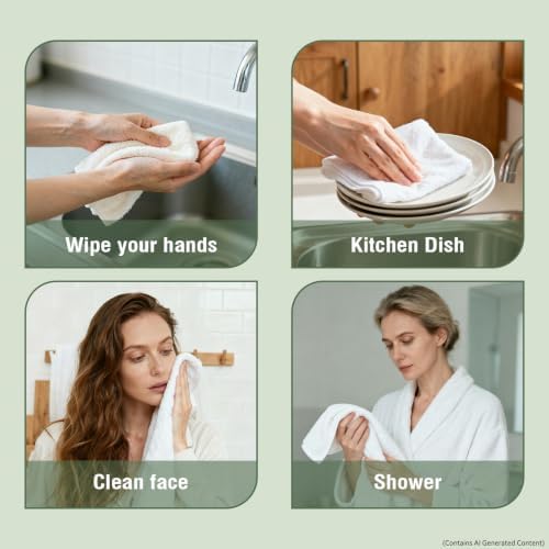 HEAVYWOOD Waffle Hand Towels 2pc 100% Cotton Reversible, Soft &