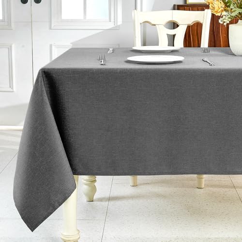 IVAPUPU Textured Linen Rectangle Table Cloth, Dark Grey, 60 x 120 Inch