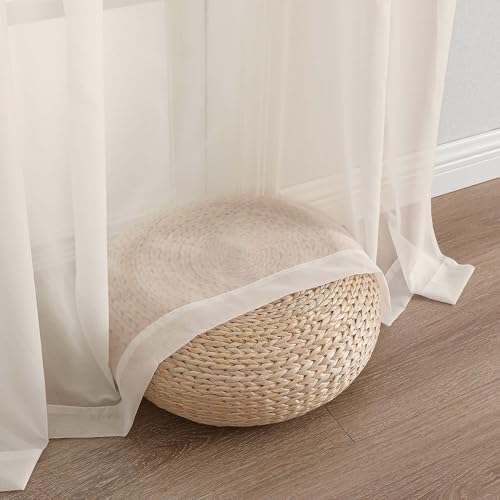 OVZME Cream Sheer Curtains 120 Inches Long 2 Panels Set, 59 Inch Extra