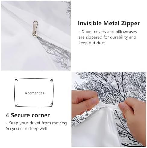 Grey Duvet Cover King Size, Reversible Comforter Cover Natural Scenery