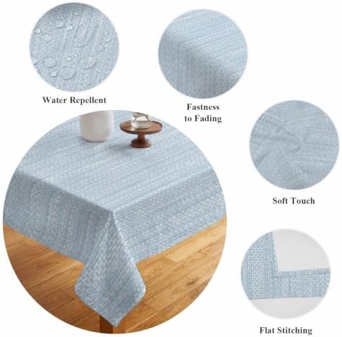 Modern Boho Rectangle Tablecloth, Solid Color Linen Texture Beige